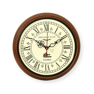 Horloge murale en bois artisanale, vintage, marron, analogique, décorative, pour salon, chambre, bureau, décoration de la maison, silencieuse, sans tic-tac - Product Image 1