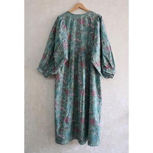 Vestido de Verano Boho de Algodón con Estampado a Mano para Mujer, Tela Natural Ligera, Transpirable y Lavable, Vestido Informal para el Día a Día - Product Image 6