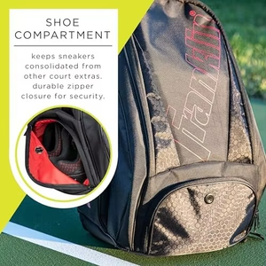 Sac de pickleball personnalisé en PU 600D à cadre externe, grande capacité 50-70L, avec compartiment à chaussures séparé – Vente chaude - Product Image 5