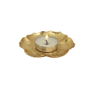 Support de bougie chauffe-plat en métal doré en forme de feuille de Ginkgo, de luxe, pour centre de table de mariage et décoration intérieure, vente en gros - Product Image 3