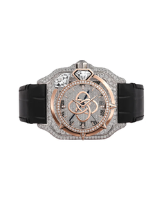 Reloj Cronógrafo de Lujo Personalizado con Caja de Acero Inoxidable y Cuarzo para Hombre, Correa de Goma con Incrustaciones de Oro Rosa, Estilo Hip Hop, 46 mm - Product Image 1