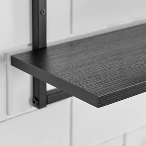 Étagère murale flottante géométrique moderne en métal noir et bois pour salon, chambre et bureau (vente en gros) - Product Image 6