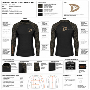 DRAVELLE INDUSTRY Men's Full Sleeve Rash Guard Black Camo <b>Print</b> Breathable 220g Polyester/Nylon Quick Dry <b>Surf</b> Shirt Adult - Product Image 6