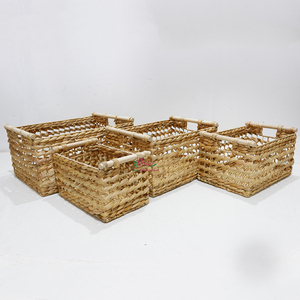 <b>Rectangular</b> Natural Rattan <b>Storage</b> <b>Basket</b> With Handles Rustic Multi-Purpose Organizer - Product Image 5
