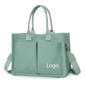 Bolsa de Lona Grande Personalizada al por Mayor con Logotipo, Color Sólido, con Bolsillos, Cierre de Cremallera, para Laptop y Compras - Product Image 2