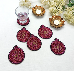 Juego de 6 posavasos de granada con cuentas hechos a mano por Whimsy Art Craft - Product Image 1