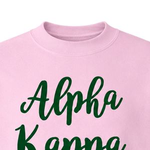 Sweat-shirt à col rond rose avec motif graphique, imprimé lettres vertes, manches longues, en molleton de coton, pull décontracté et tendance pour femme - Product Image 3