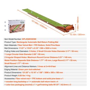 Tapete de Golf para Interiores de 5 Hoyos, Antiarrugas, con Retorno Automático de Pelotas, Ayuda para el Entrenamiento de Alineación en Mini Golf - Product Image 3