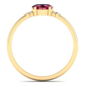 แหวนเพชรรูปไข่ REYES Classic ทองคำขาว 14K ประดับทับทิม 0.75 กะรัต พร้อมใบรับรอง GRA ประดับด้วยโมอิสซาไนต์ เครื่องประดับคุณภาพสำหรับผู้หญิง - Product Image 4