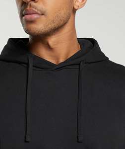 Sweat-shirt à capuche noir pour homme en molleton de coton, décontracté, avec poche, logo imprimé par transfert thermique sur la manche gauche et coupe classique - Product Image 6