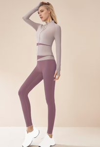 Women Sporty 2 Piece Set Knitted Crop <b>Top</b> Full Length Pants Color Blocking Breathable Spandex Cotton Pockets Regular Fit All - Product Image 4