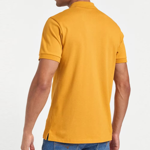 Polo en coton jaune pour homme, manches courtes, couleur unie, coupe classique, logo brodé sur le devant, tissu Oxford respirant - Product Image 5