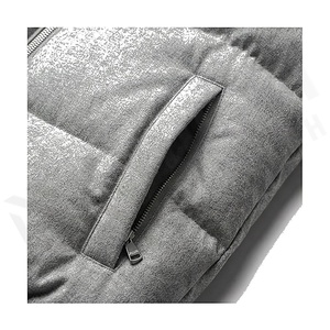 Hooded Quilted Waterproof <b>Bubble</b> Jacket Black Full Sleeve Winter Windproof Cotton Shell Knitted Fabric Polyester Filling Stand - Product Image 5