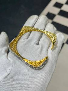 Bracelet Réplique Diamant AD Indien de Luxe pour Femme, Plaqué Or, Zircon Cubique, Bijou Réglable pour Mariage et Soirée - Product Image 3