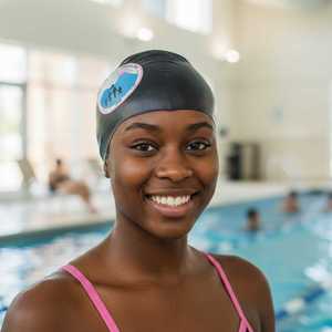 Jack and Jill Black Swim Cap <b>Silicone</b> <b>Waterproof</b> Stretchy Comfortable Unisex Swimming Pool Training Hat - Product Image 5