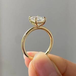 Anillo de compromiso solitario de corte radiante de laboratorio, Plata de Ley 925, corte esmeralda, diamante, rodio, regalo para mujer - Product Image 1