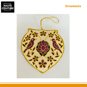 Ornements festifs suspendus en forme d'urne brodés à la main avec des oiseaux et des fleurs roses pour la décoration de la maison à bas prix - Product Image 2