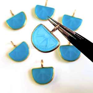 Calcedonia Azul Natural Tallada en Forma de Melón con Engaste de Plata de Ley 925 para Fabricación de Joyería de Calcedonia Azul al por Mayor - Product Image 4