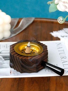 Modern Ceramic Incense Burner with Arabic Pattern and Gold Accents for Aromatherapy Use - Product Image 1