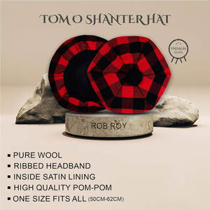 Gorro Escocés Personalizado Tam o' Shanter Rob Roy Tartan con Pompón, Gorro de Lana de las Tierras Altas al por Mayor - Product Image 5