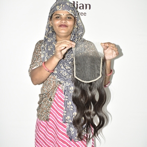 Closure HD 6*6 Body Wave pour femmes, cheveux humains indiens 100g, fabrication artisanale, cheveux naturels, double trame, vente en gros, extension de cheveux avec cuticules intactes - Product Image 3