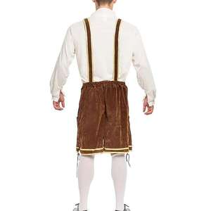 Conjunto de camisa y pantalón corto Lederhosen alemán y austriaco de cuero envejecido con aspecto vintage - Product Image 5