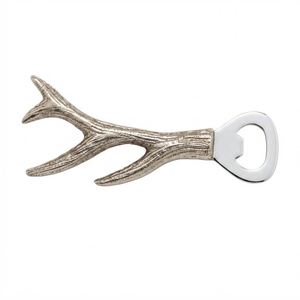 Décapsuleur vintage en métal plaqué argent en forme de bois de cerf, en alliage de zinc, rustique, pour bière, vente en gros, accessoires de bar à domicile, cadeaux - Product Image 1