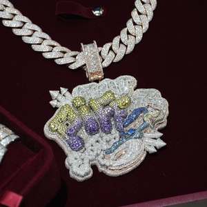 Collar con Colgante de Moissanita VVS D a Precio de Fábrica, Cadena con Nombre en Letras Estilo Hip Hop, Joyería Fina para Hombre, Chapado en Oro, Certificado - Product Image 5