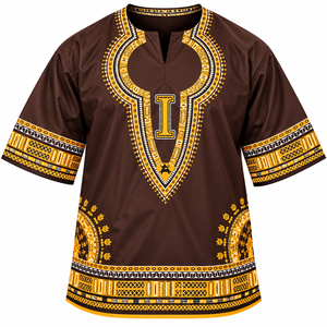 เสื้อเชิ้ตแขนสั้นลาย Iota Phi Theta สีน้ำตาลทอง แต่งขอบหรูหรา คอตั้ง สไตล์ลำลองสำหรับผู้ชาย พิมพ์ลายตกแต่ง - Product Image 3