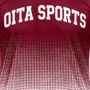 Burgundy and <b>White</b> Gradient Sublimation T <b>Shirt</b> <b>Men</b> <b>Short</b> <b>Sleeve</b> Crew Neck Custom Printed Sports Training Performance Athletic - Product Image 5