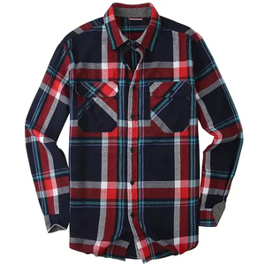 <b>Mens</b> Classic Plaid <b>Flannel</b> <b>Shirt</b> Long Sleeve Turn-Down Collar Single Button Embroidered 100% Cotton Casual for Spring 6XL - Product Image 3