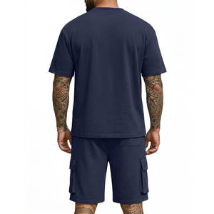 Ensemble court tendance pour homme, style unique, avec pantalon mi-long à coutures simples, coupe droite, taille mi-haute et coupe ample, idéal pour l'été - Product Image 6