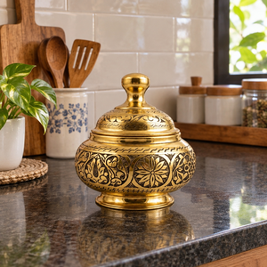 Cremeras de Latón Grabadas a Mano con Tapa de Cúpula con Patrón Floral Ornamentado para Decoración de Comedores Tradicionales, Hoteles y Regalos al por Mayor - Product Image 2