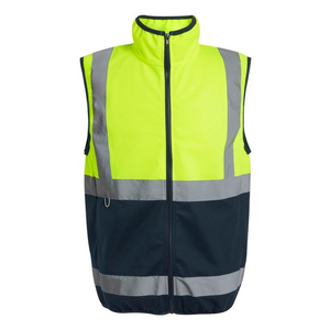 Gilet de sécurité haute visibilité pour homme en polyester/coton, orange et bleu marine, avec bandes réfléchissantes et fermeture éclair, vêtement d'extérieur décontracté - Product Image 4