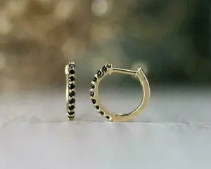 Pendientes de Aro de Moissanita, Plata de Ley 925, Chapados en Oro, Minimalistas, Pequeños, Tipo Huggie, Joyería para Mujer, Diamante Tishya, 2.5 g - Product Image 4