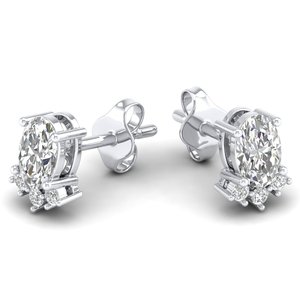 REYES Premium Quality Oval Cut 0.81 Carat CVD Lab Grown Diamond <b>Screw</b> <b>Back</b> Stud <b>Earrings</b> in 925 Sterling Silver Fine Jewelry - Product Image 1