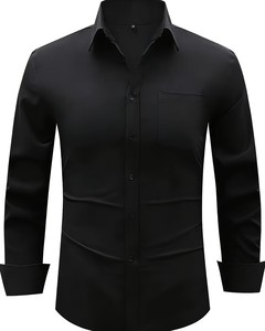 Camisa de Manga Larga para Hombre, Corte Entallado, Color Sólido, Estilo Formal, Secado Rápido, Antiarrugas, para Ocasiones Casuales, Negocios, Bodas y Citas - Product Image 1