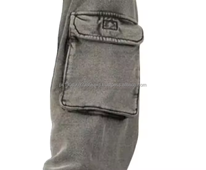 Custom Logo Cotton Heavyweight Hoodies Mens Cargo Track 3d Pockets oversized hoodies <b>Vintage</b> Stone Washed <b>Zip</b> <b>Up</b> <b>Hoodie</b> - Product Image 5