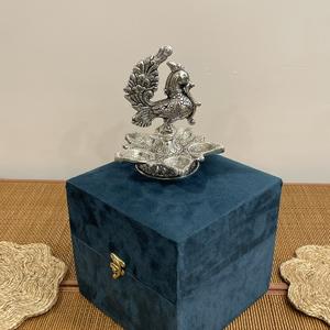 Grande décoration murale en forme de paon, en argent plaqué, faite à la main, 5 DIYA - Product Image 2