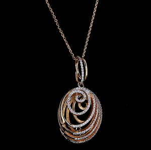 Collar con Colgante Ovalado en Espiral de Diseño con Diamante Cultivado en Laboratorio para Mujer - Product Image 1