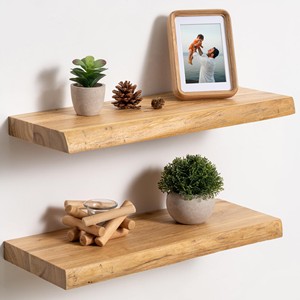 Aqdus Saleem Handcrafted Teak Wood Floating Shelf with Towel Rack-Minimalist Eco-friendly Durable Bathroom Storage - Product Image 3