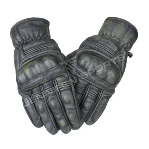 Guantes de Motocicleta de Cuero Vintage Negro, Protección Completa para los Dedos, Pantalla Táctil, Motocross, Carreras, Invierno, Aire Libre, Tallas M-XXL - Product Image 1