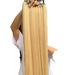 613 Blonde Bone Straight Human Hair Bundles Silky Straight <b>Bleached</b> Hair Extensions Double Drawn Remy Full <b>Thick</b> Ends - Product Image 1