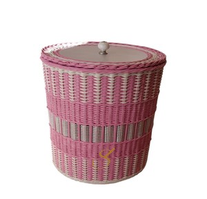 Cesta de Almacenamiento Circular de Ratán Natural con Tapa y Lazo Floral, Elegante Organizador de Ropa para Ordenar y Guardar - Product Image 2
