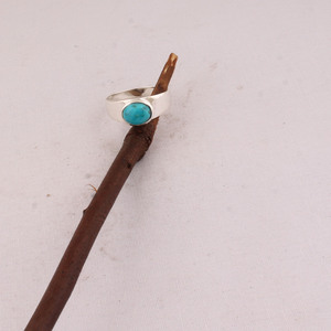 Wholesale 925 Sterling Silver Oval Turquoise <b>Ring</b> Bezel Set Natural Turquoise Cabochon <b>Plain</b> Band Gemstone Wedding Fine Jewelry - Product Image 4