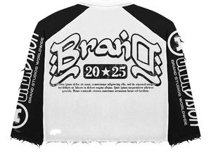 เสื้อยืดโอเวอร์ไซส์ผ้าคอตตอนหนานุ่มลายกราฟิกวินเทจสไตล์ฮิปฮอปสตรีทแวร์ทรงบ็อกซี่ ขอบดิบ แต่งดีเทลขาดๆ สำหรับผู้ชาย รุ่น 2026 - Product Image 6