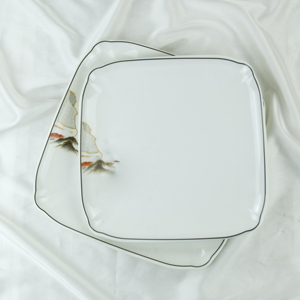 Services de table carrés en mélamine, design peint à la main, paysage zen asiatique, bordure blanche et noire, usage quotidien, qualité alimentaire, compatibles lave-vaisselle - Product Image 3