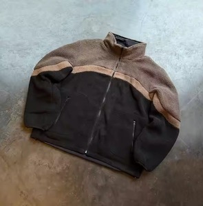 เสื้อแจ็คเก็ตขนเฟลซบุซับในเชอร์ปาสำหรับผู้ชาย คอตั้ง ซิปยาว  เสื้อคลุมกันหนาวแบบมีสีตัดกัน  เสื้อโค้ทวาร์ซิตี้สั่งทำพิเศษ - Product Image 4