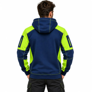 Sweat à capuche de travail haute visibilité pour homme, vert marine, manches longues, pull de sécurité, vêtements de travail à capuche - Product Image 4