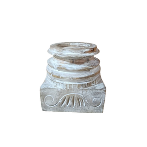 Porte-bougie rond en bois vintage blanchi à la chaux, fait main, sculpté, pour la décoration de la maison, Noël, personnalisé - Product Image 1